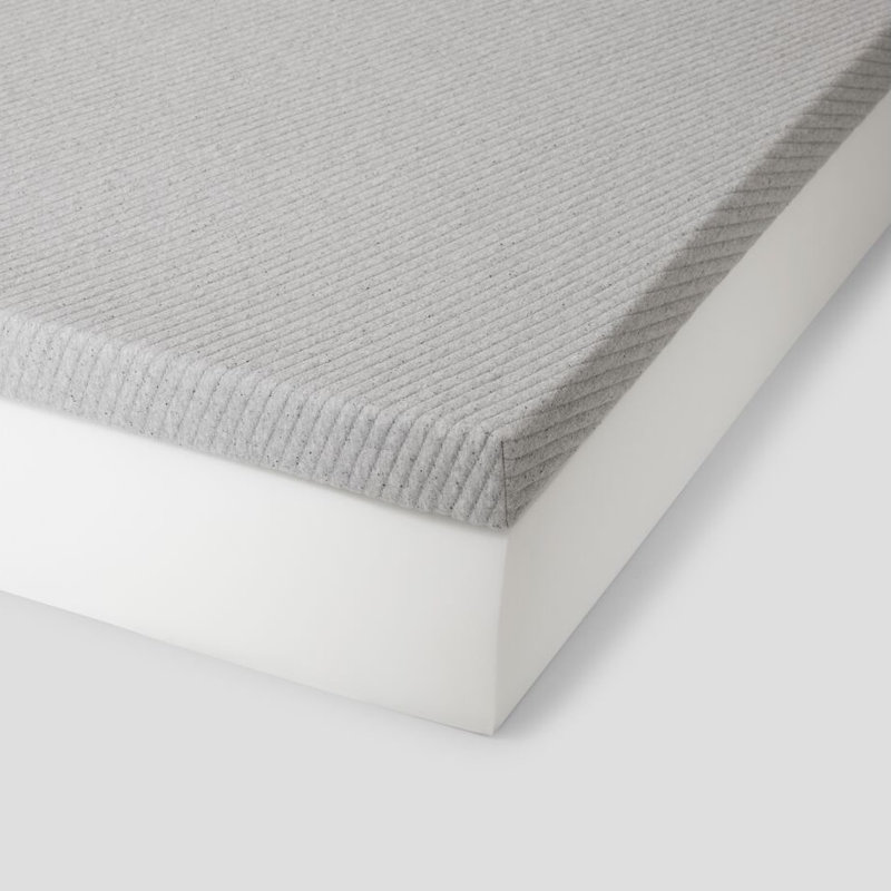 Queen Gray Foam Mattress Topper with Quilted Knit Cover