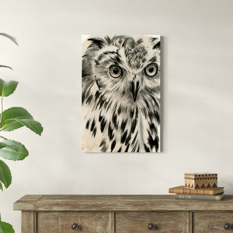" Charcoal Owl I " by Jennifer Paxton Parker Painting Print, 30" H x 20" W x 1.25" D