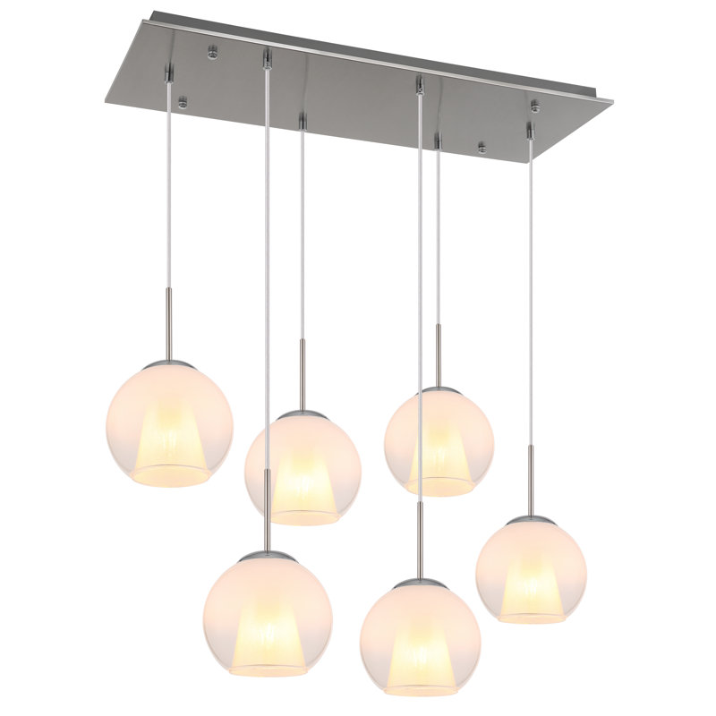 Decola 6 - Light Pendant, Opaline, Brushed nickel