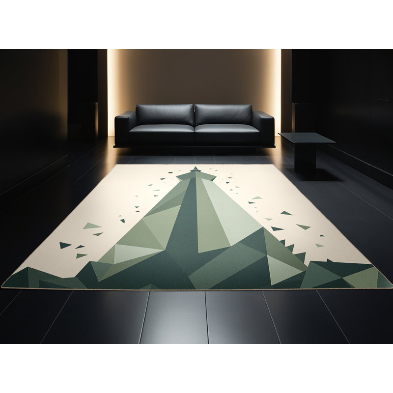 Soft Plush Fairbanks Tehran Milad Tower Modern & Contemporary Geometric Area Rug in Beige – Beige Binding, 6x9