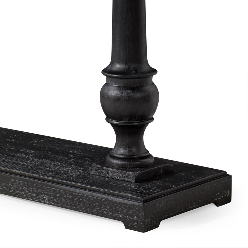 Arthur 60" Antiqued Black Solid Wood Console Table with Storage
