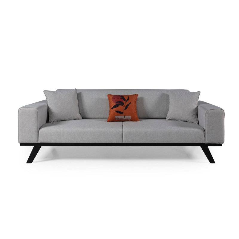 Élégant canapé-lit à 3 places, gris clair, 87,4 x 36,2 x 30,3 pouces | Structure en bois de hêtre et en carton, tissu 100% polyester | Mécanisme de dossier tournant, nettoyage à sec, coussins en mousse souple | Élégant et fonctionnel pour le salon