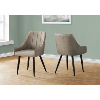 Chaise de salle à manger, ensemble de 2, latérales, rembourrées, cuisine, salle à manger, aspect cuir, métal, contemporain, moderne