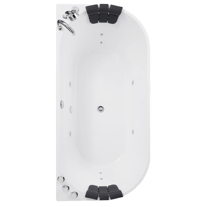 59'' White Freestanding Acrylic Whirlpool Bathtub with Faucet