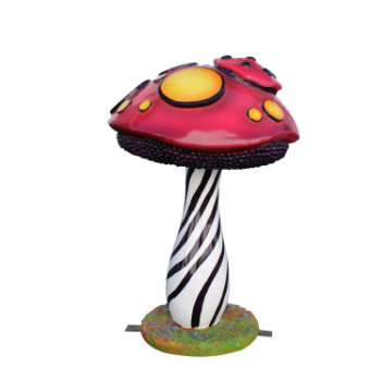 Small Striped Mushroom Over Sized Statue