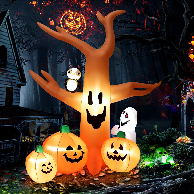 Arbre de Noël gonflable gonflable d'Halloween avec lumières à DEL 8 po The Holiday Aisle®