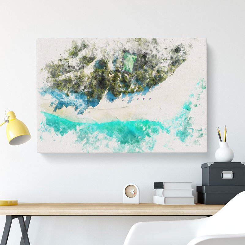 Above A Beach In The Maldives - Wrapped Canvas Print, 35cm H x 50cm W x 3cm D