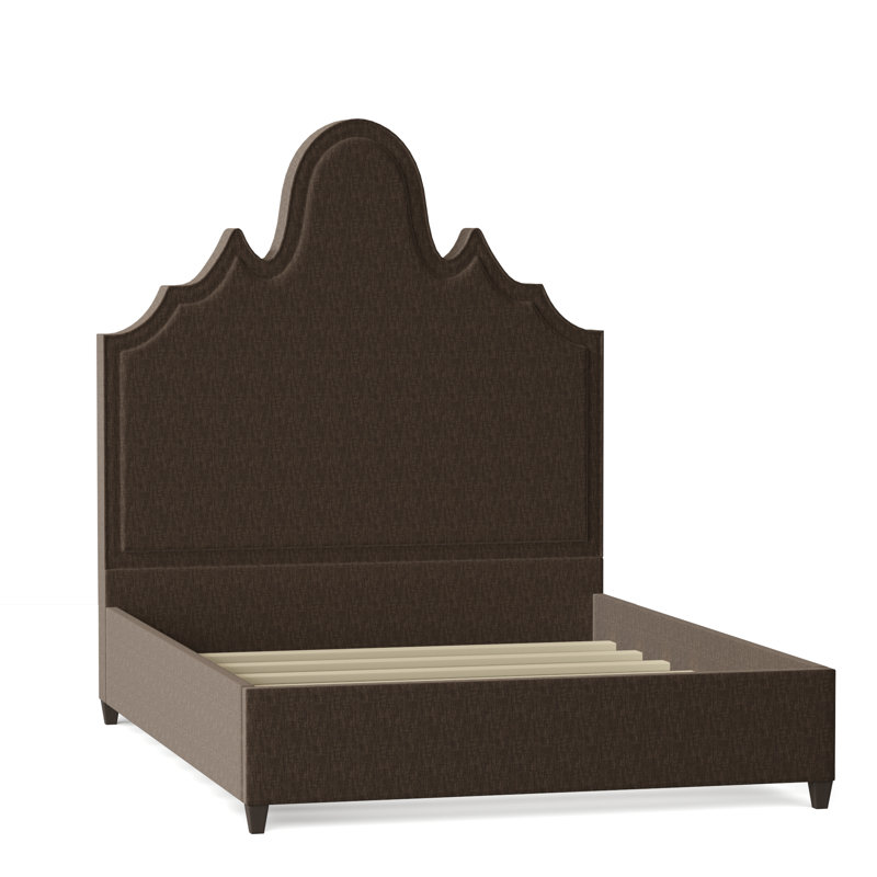 Amalie Upholstered Bed, Queen, Bella Black Performance Velvet, Brown Mahogany