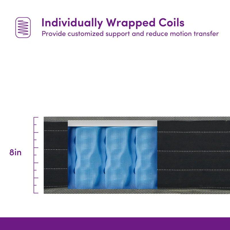 Matelas à ressorts moelleux 8 po - Sleep by Wayfair ™, 8", Simple extra long