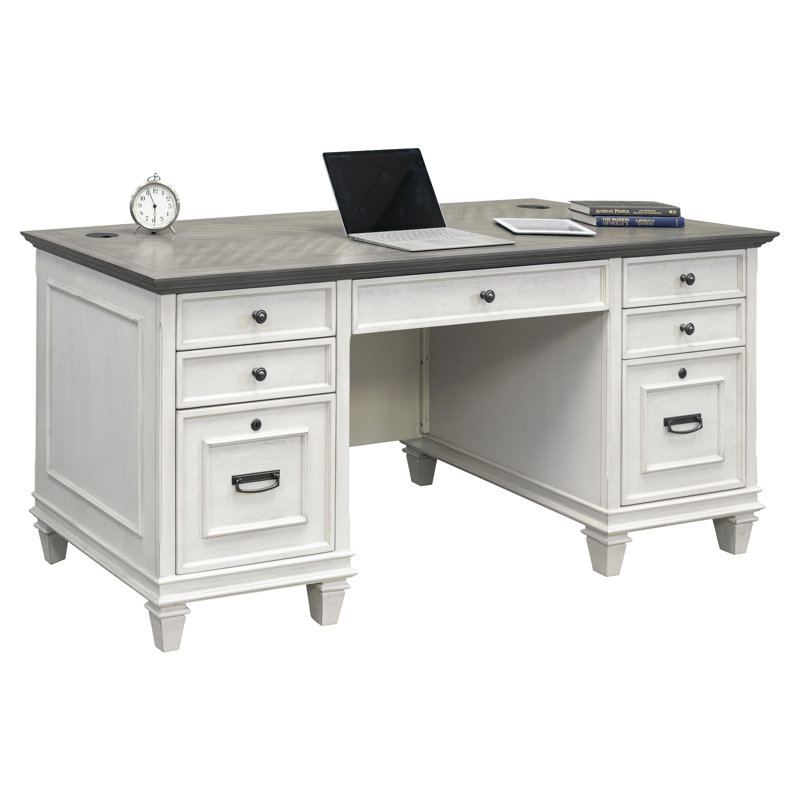 Django Executive Desk, Linen White/Gray