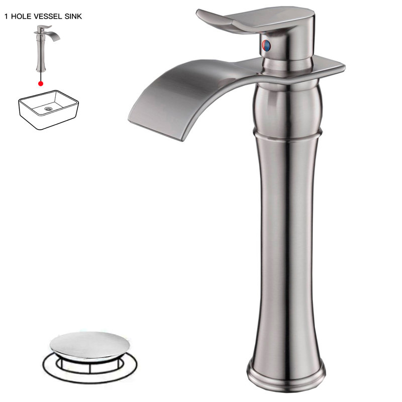 Single-Hole Single-handle Bathroom Faucet with Drain Assembly, Brushed Nickel