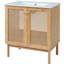 Meuble-lavabo de 30 pouces fabriqué à partir de matériaux naturels, avec des portes en rotin faites à la main et des mécanismes de fermeture en douceur