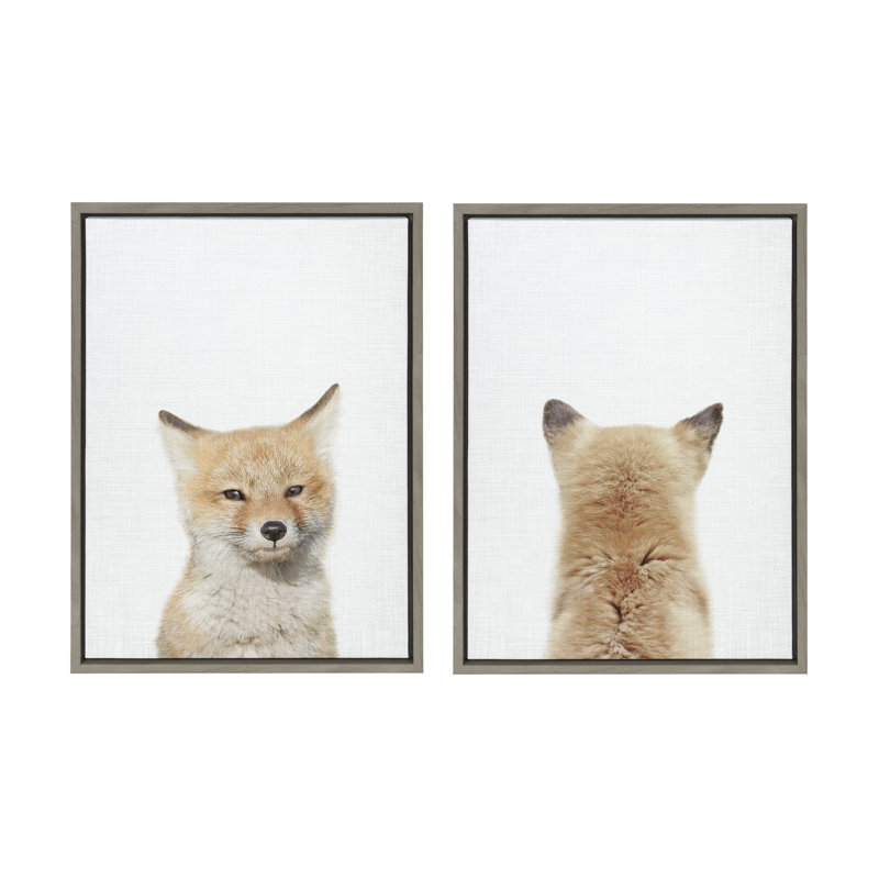«Baby Fox front and back» par Amy Peterson, ensemble d'art mural sur toile encadrée