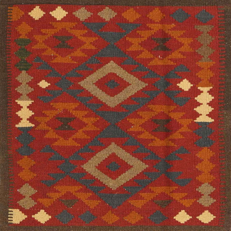 Tapis oriental rouge / brun, Carré 8 pi