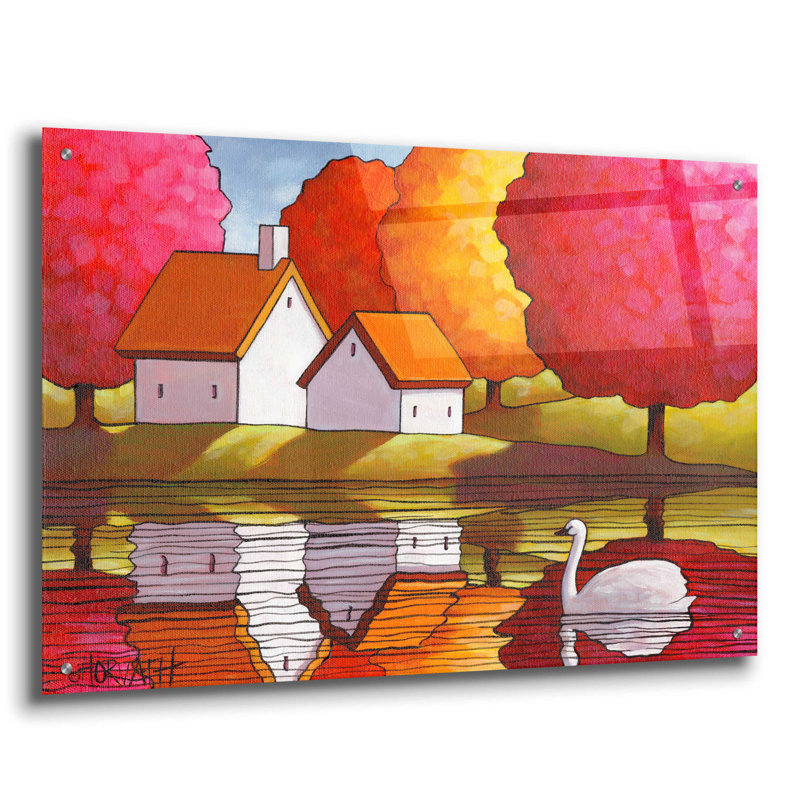 Latitude Run® 'Swan Waters Reflection' By Cathy Horvath-Buchanan, Acrylic Glass Wall Art, 24"X16"