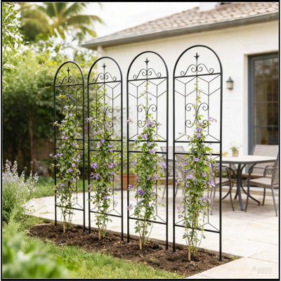 Ensemble de 4 treillis de jardin en métal 71 po x 19,7 po antirouille pour plantes grimpantes