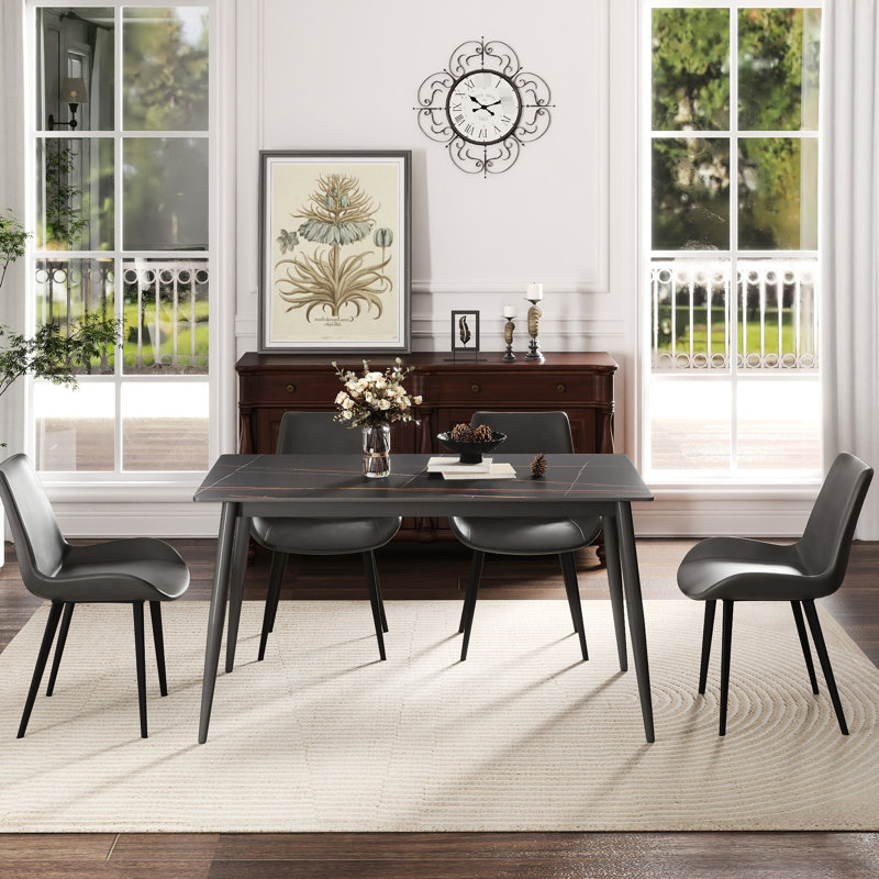 Table de salle à manger 55,76 po, Noir, H 29,78 po x L 55,76 po x l 31,63 po
