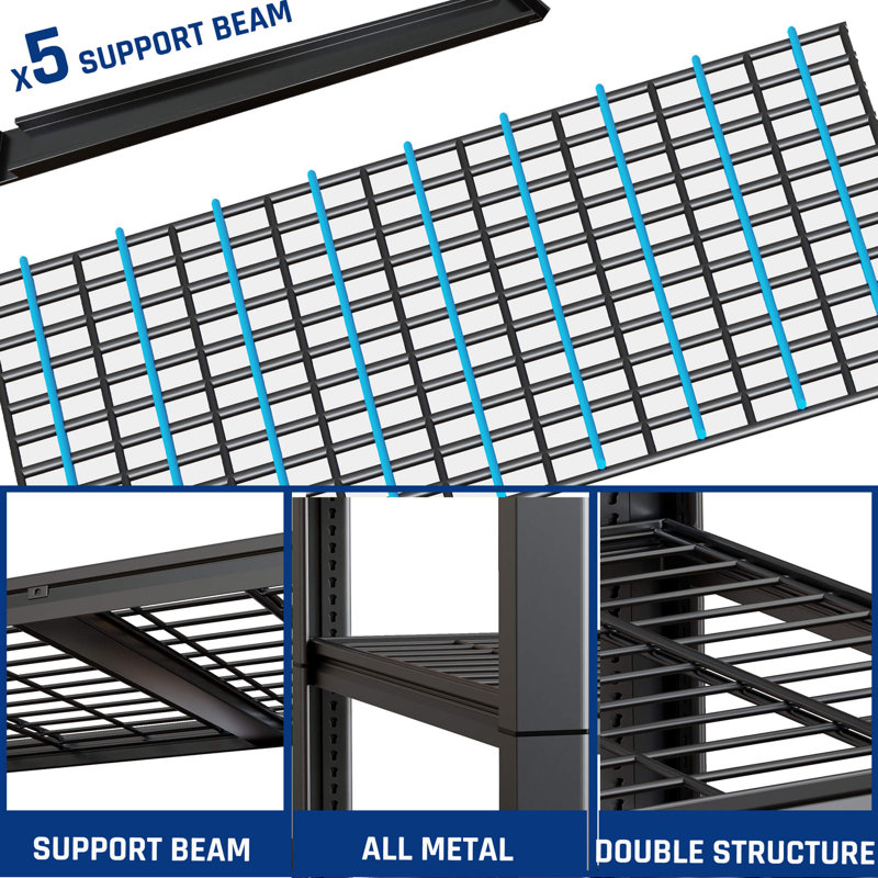Garage Shelving Heavy Duty , 24"D X84"H Metal Shelves With 5 Tier Adjustable Garage Storage Shelves,Industrial Shelving