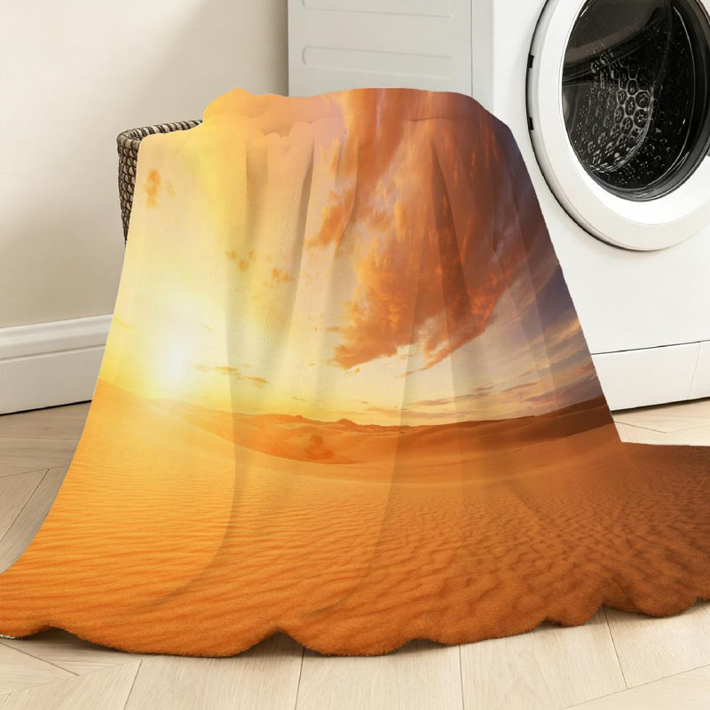 Jeté transparent en flanelle de polaire ultra douce, magnifique imprimé désert, Throw 40" x 50"