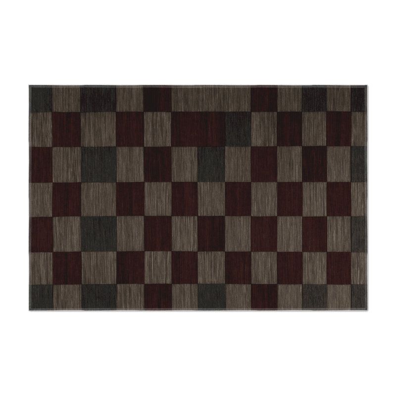 Tapis d'intérieur et d'extérieur à carreaux brun, Rectangulaire 3 pi x 5 pi