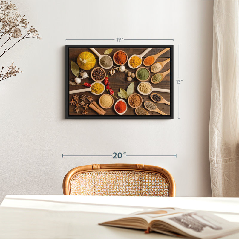 «Beaucoup d'épices et d'herbes, reproduction sur toile», H 13 po x l 19 po