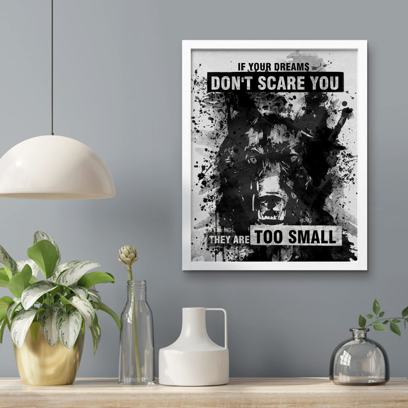 «Your Dream Lone Wolf Wild Animals Dark Cold Ink Stroke» sur papier, Blanc, H 16 po x l 12 po