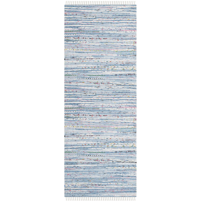 Tapis rayé en coton tissé à la main Fales, Tapis de couloir 2 pi 3 po x 6 pi