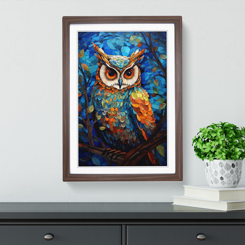 Owl Orphism - Framed Print, Walnut Framed, 34cm H x 25cm W x 2" D