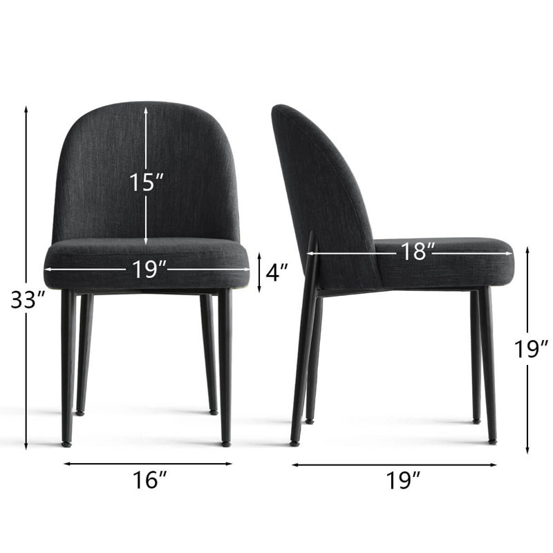  Linen Upholstered Parson Chair(Set of 4), Black