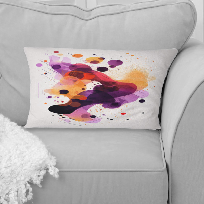 Coussin décoratif imprimé abstrait mauve et mauve IV