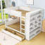 Lit superposé en bois Huesman avec deux tiroirs de rangement et tablettes multicouches-1859795785-1859795787