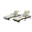 Ensemble de 2 chaises longues d'extérieur en osier avec coussins, chaise longue inclinable en osier