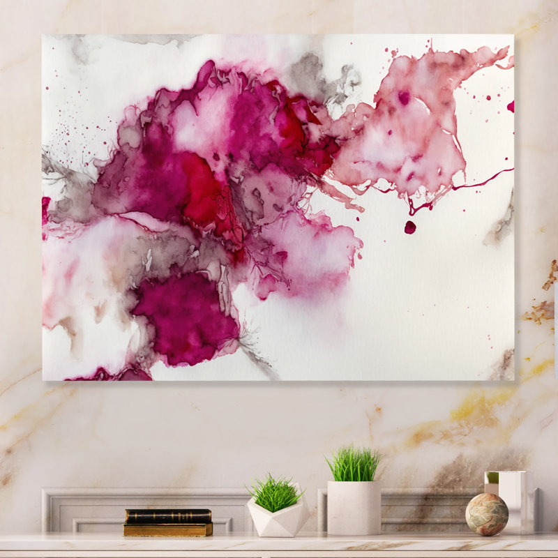 Décoration murale antique en mystère antique Viva Magenta VI - Encre liquide abstraite, H 12 po x l 20 po x P 1 po