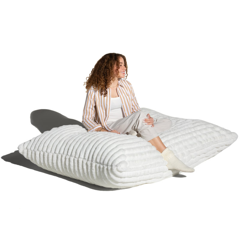 Jaxx Pillow Saxx 5.5-Foot Faux Fur - Luxuriously Soft Bean Bag Floor Pillow And Lounger, Mondo Ivory Faux Fur
