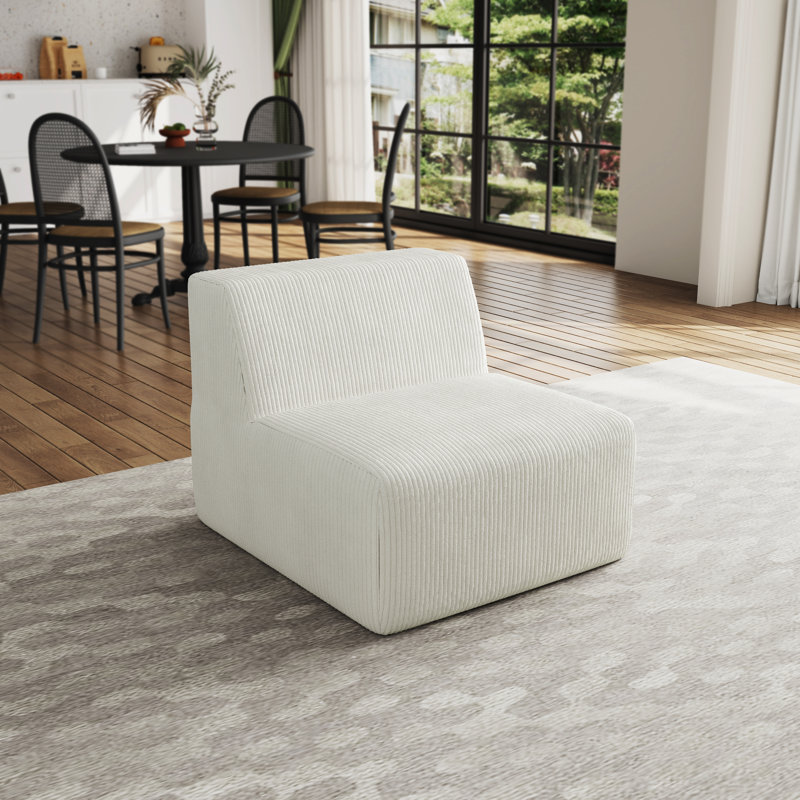 Berlare 87.9Cm Wide Armless Chair, Beige