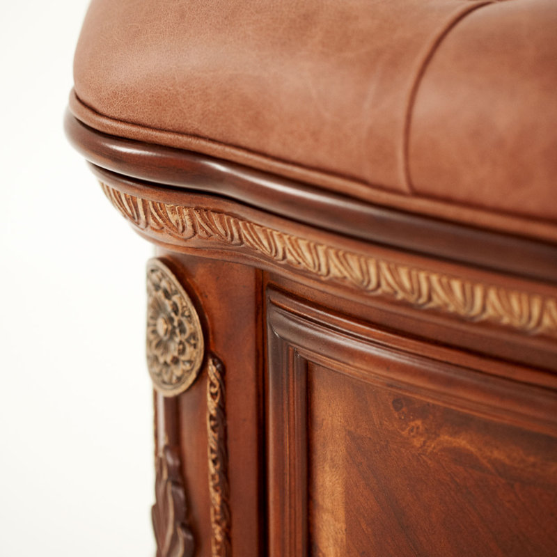 Cortina Honey Walnut Leather Storage Bench