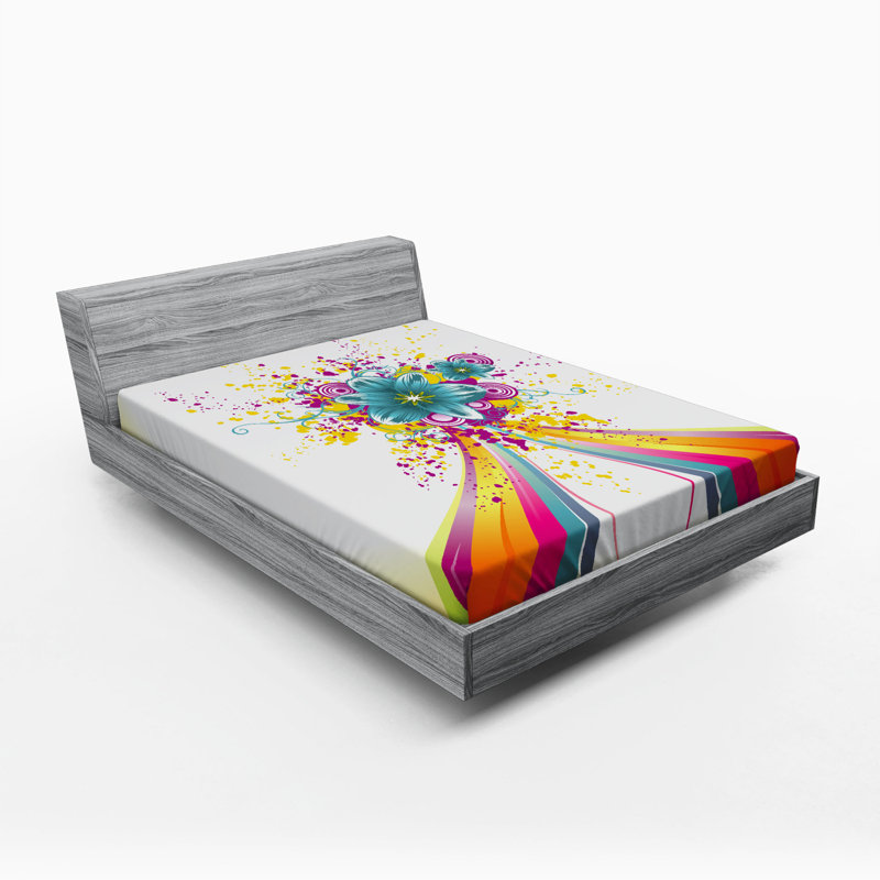 Microfiber Floral Fitted Sheet, Full Fitted Sheet