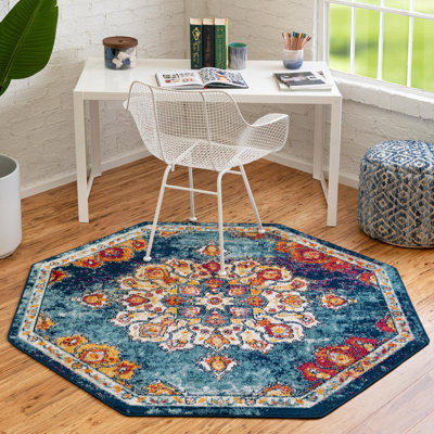 Tapis oriental bleu / rouge