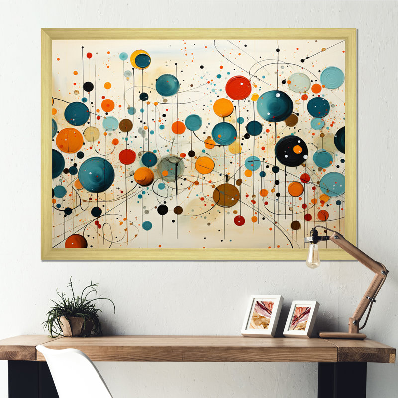«Green Green Beige Mid Century Abstract Retro IV - Abstract Midcentury Large, art mural», Cadre doré à une seule photo, Doré