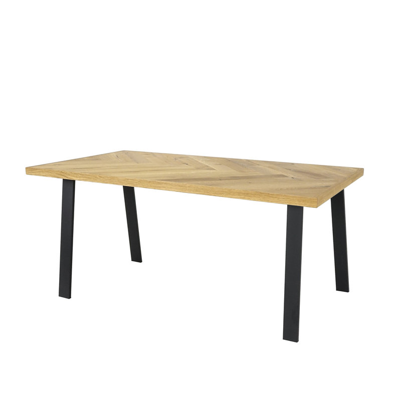 Medora Oak Metal Base Dining Table, Natural Oil, 76cmH  x 160cmL  x 90cmW