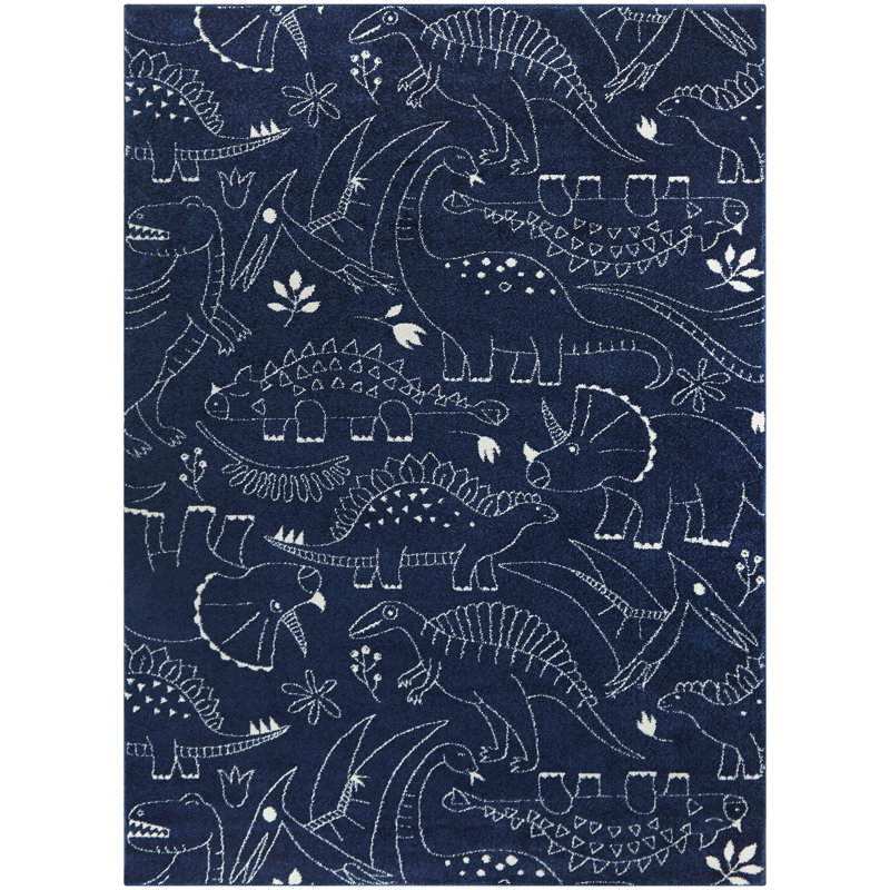 Osgood Animal Print Area Rug, Rectangle 3'11" x 5'7", Navy