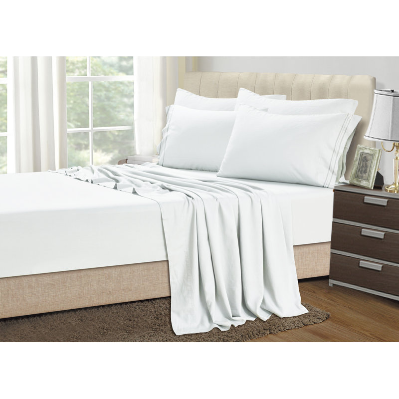 Mendonca Microfiber Solid Colour Sheet Set, White, Queen