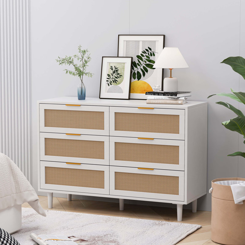 Armoire de rangement en rotin 6 tiroirs