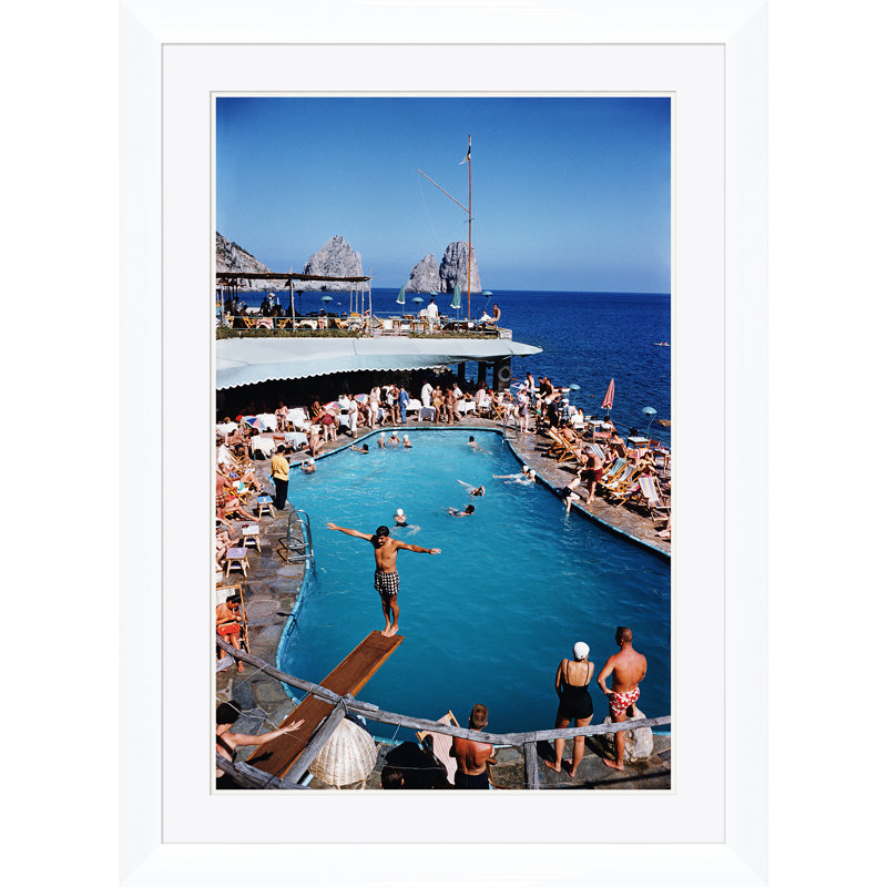 Marina Piccola Print by Slim Aarons, 41" H x 30" W x 1.5" D, White Single Picture Framed