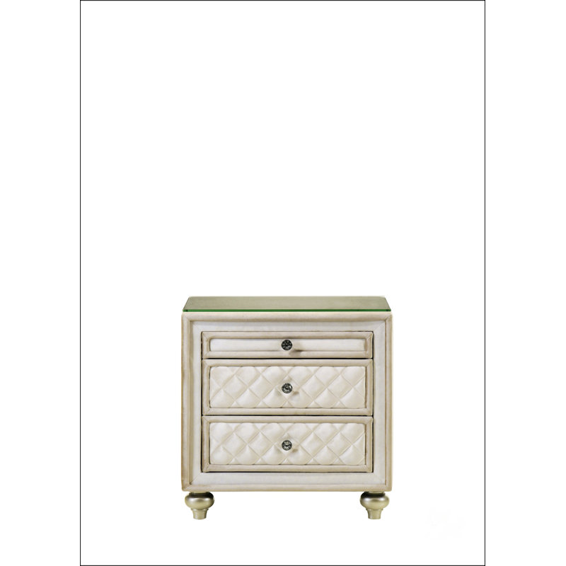 Table de chevet beige en velours