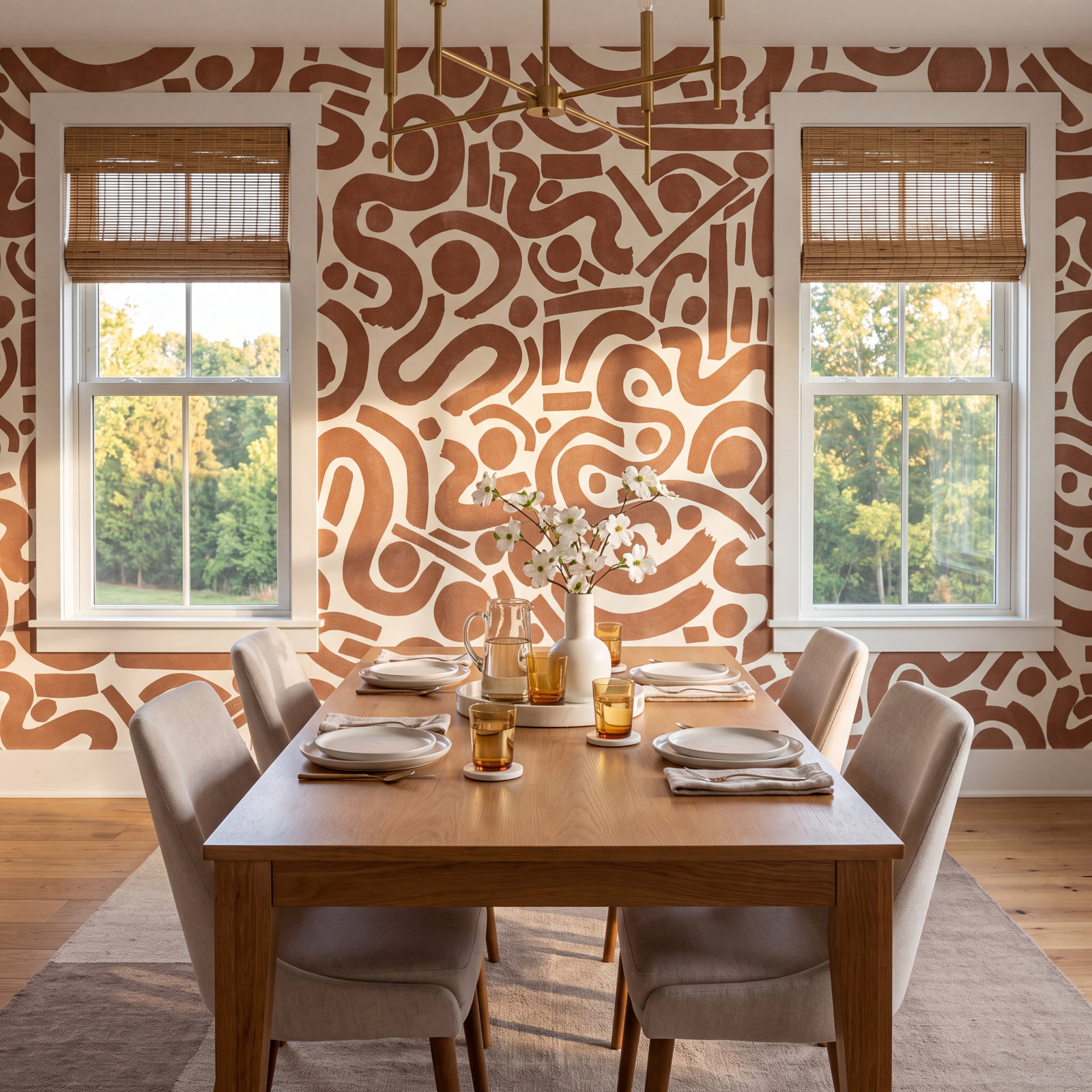 Peel & Stick Geometric Wallpaper, Orange