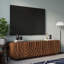 Meuble télé 58 po en bois avec rangement, console de télévision avec 2 tiroirs et portes d'armoire, centre de divertissement avec motif sculptural Wave-892988360