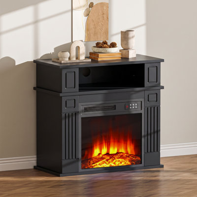 28" Electric Fireplace with Mantel, Replaceable Fire Place Insert with Remote Control, Freestanding, Realistic Log and Flame Effect, Mantel Fireplace with Storage Shelf, 750/1500W
