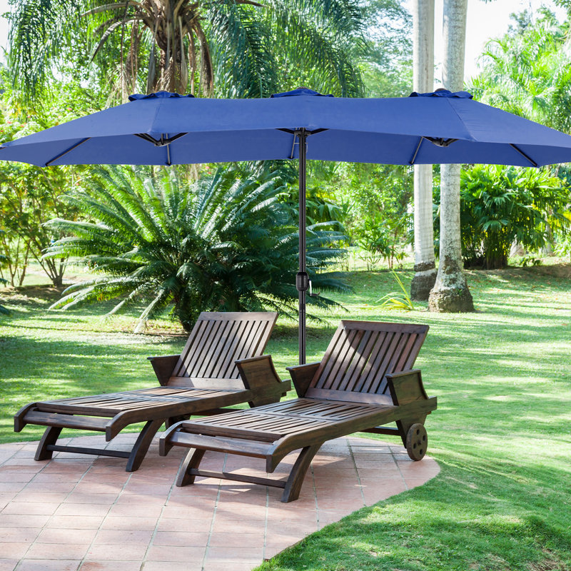 Grand parasol de 15 pi avec base incluse, parasol de table rectangulaire extérieur, parasols extérieurs pour terrasse, marché, cour arrière
