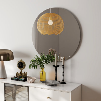 70Cm Round Wall Mirror, White Backboard, Ideal For Various Home Scenes, Space Amplification Mirror Home, Bathroom And Bedroom, Easy Setup